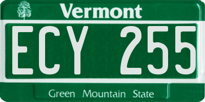 VT license plate ECY255