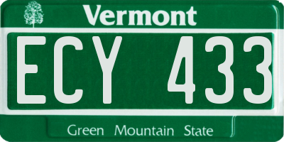 VT license plate ECY433