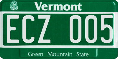 VT license plate ECZ005