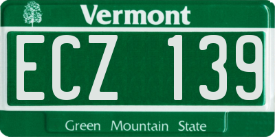 VT license plate ECZ139