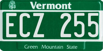 VT license plate ECZ255