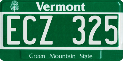 VT license plate ECZ325