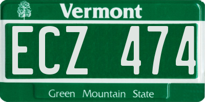 VT license plate ECZ474