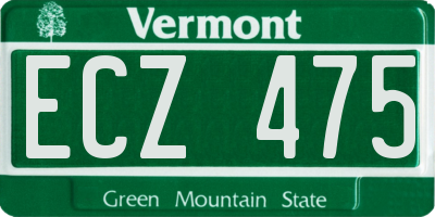 VT license plate ECZ475