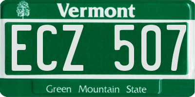 VT license plate ECZ507