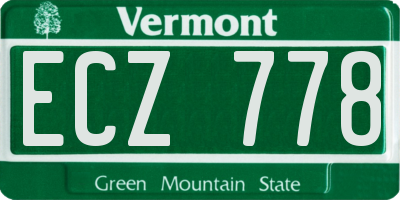 VT license plate ECZ778