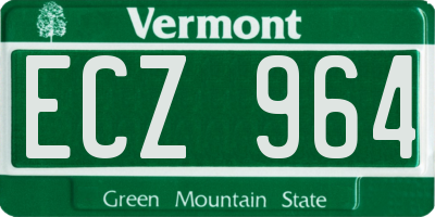 VT license plate ECZ964