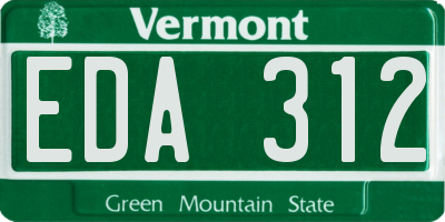VT license plate EDA312