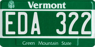 VT license plate EDA322