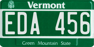 VT license plate EDA456