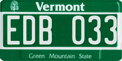 VT license plate EDB033
