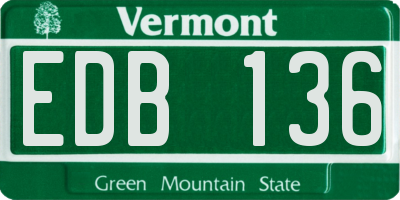 VT license plate EDB136
