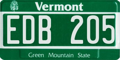 VT license plate EDB205