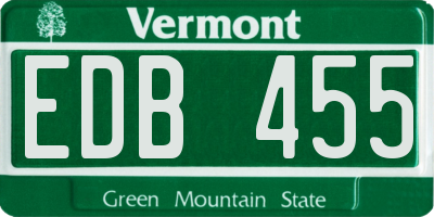 VT license plate EDB455