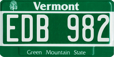 VT license plate EDB982