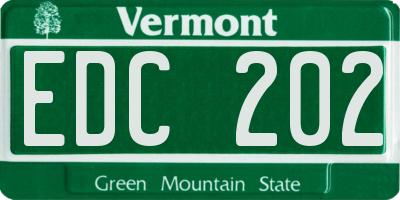 VT license plate EDC202