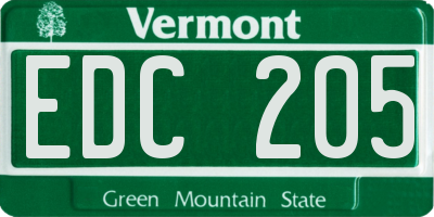 VT license plate EDC205