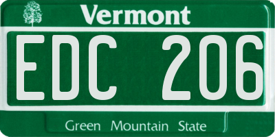 VT license plate EDC206