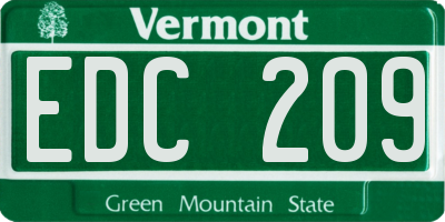VT license plate EDC209