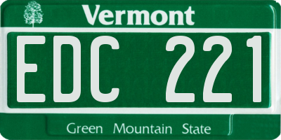 VT license plate EDC221