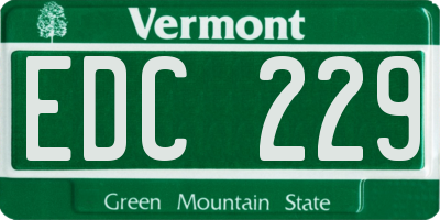 VT license plate EDC229