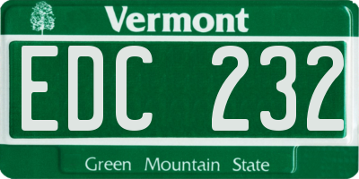 VT license plate EDC232