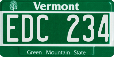 VT license plate EDC234