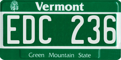 VT license plate EDC236