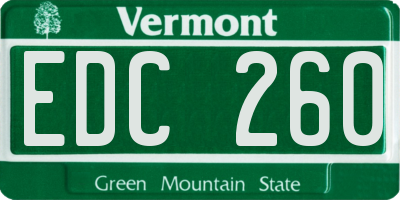 VT license plate EDC260