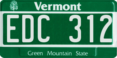 VT license plate EDC312