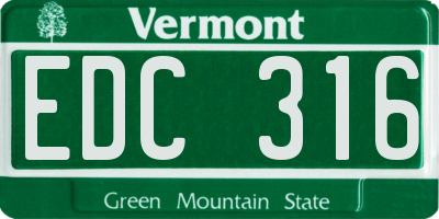VT license plate EDC316