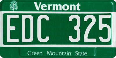 VT license plate EDC325