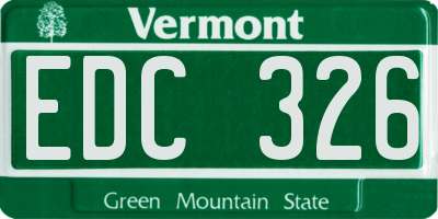 VT license plate EDC326