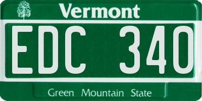 VT license plate EDC340