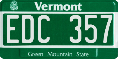 VT license plate EDC357