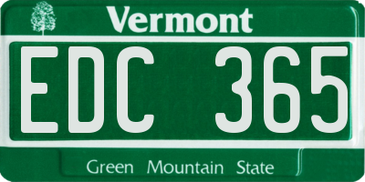 VT license plate EDC365