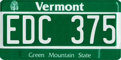 VT license plate EDC375