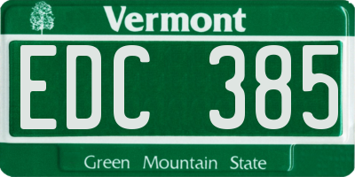 VT license plate EDC385
