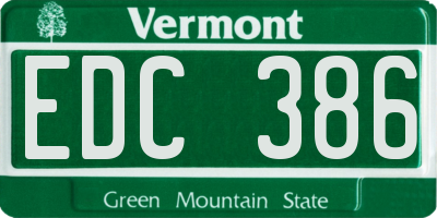 VT license plate EDC386