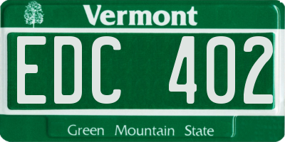 VT license plate EDC402