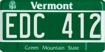 VT license plate EDC412