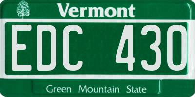 VT license plate EDC430