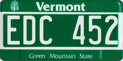 VT license plate EDC452