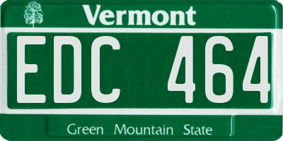 VT license plate EDC464