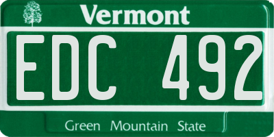 VT license plate EDC492