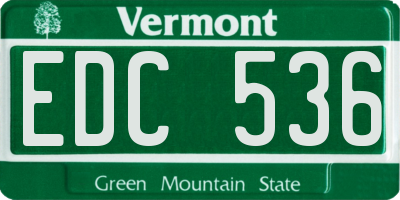 VT license plate EDC536