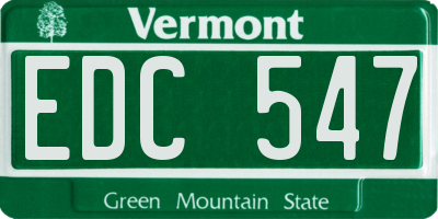 VT license plate EDC547
