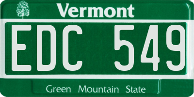 VT license plate EDC549