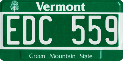 VT license plate EDC559