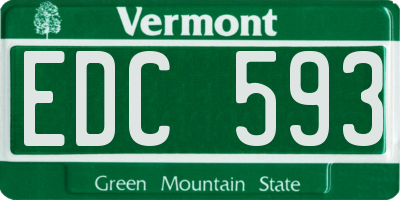VT license plate EDC593
